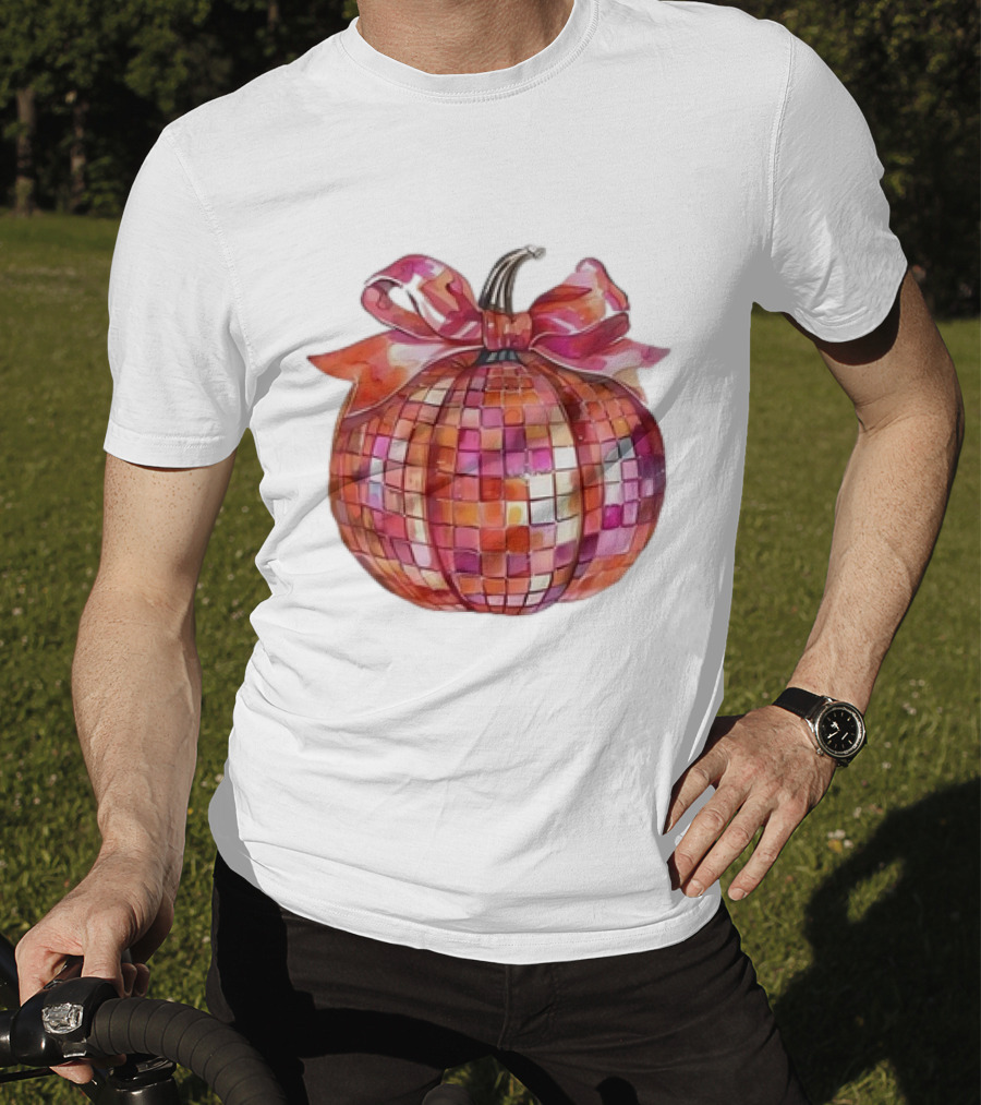 Retro Coquette Mosaic Bow Pumpkin T-Shirt