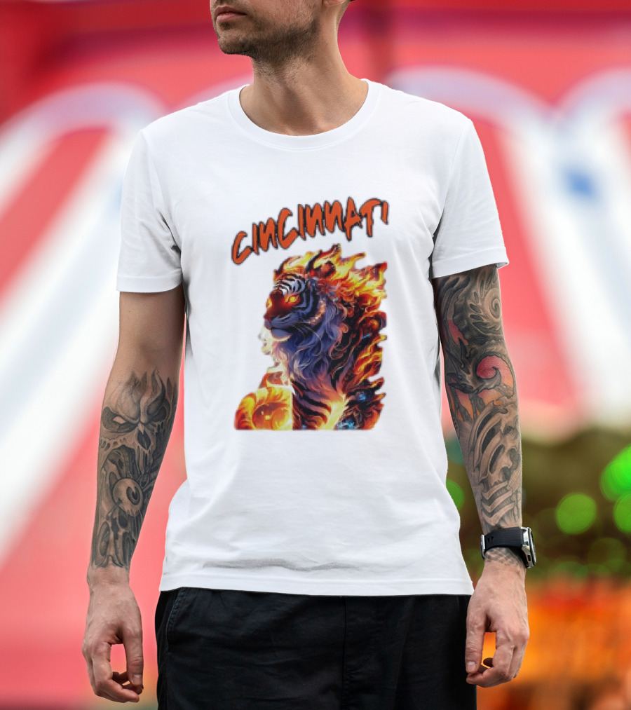 Cincinnati The Bengel’s Live Old West Football Tiger Flame T-Shirt
