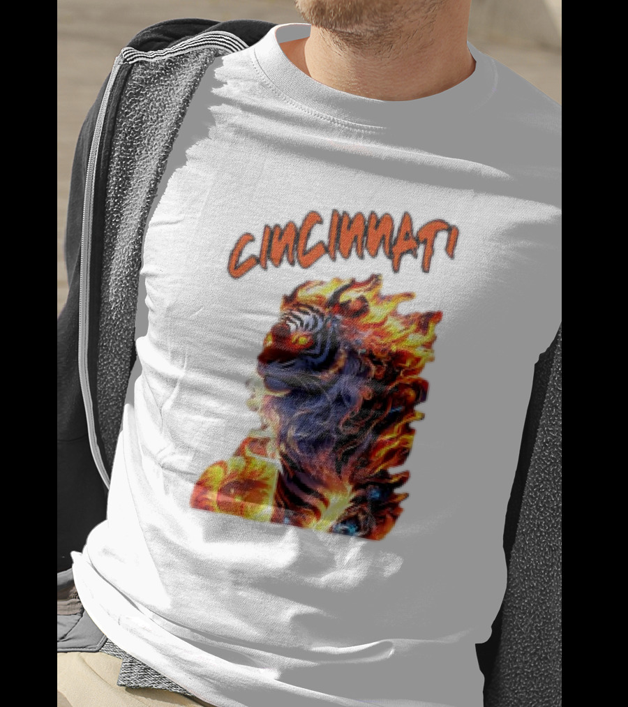 Cincinnati The Bengel’s Live Old West Football Tiger Flame T-Shirt