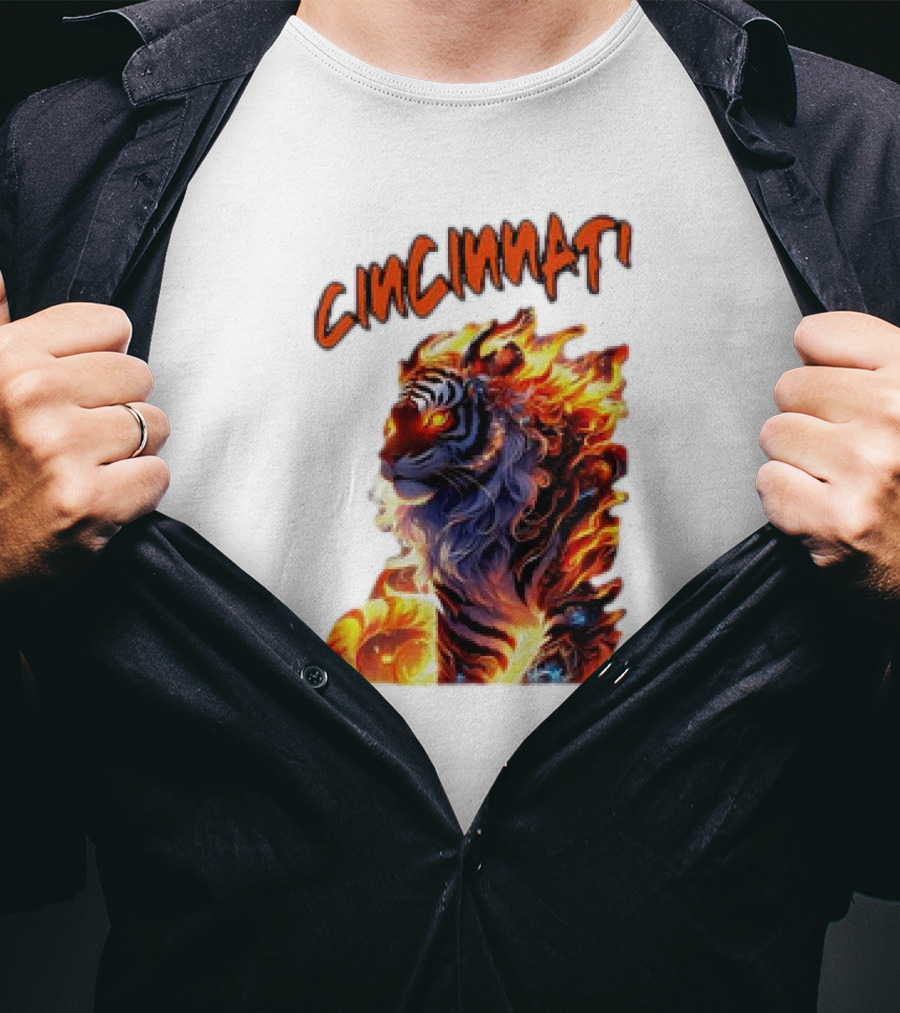Cincinnati The Bengel’s Live Old West Football Tiger Flame T-Shirt