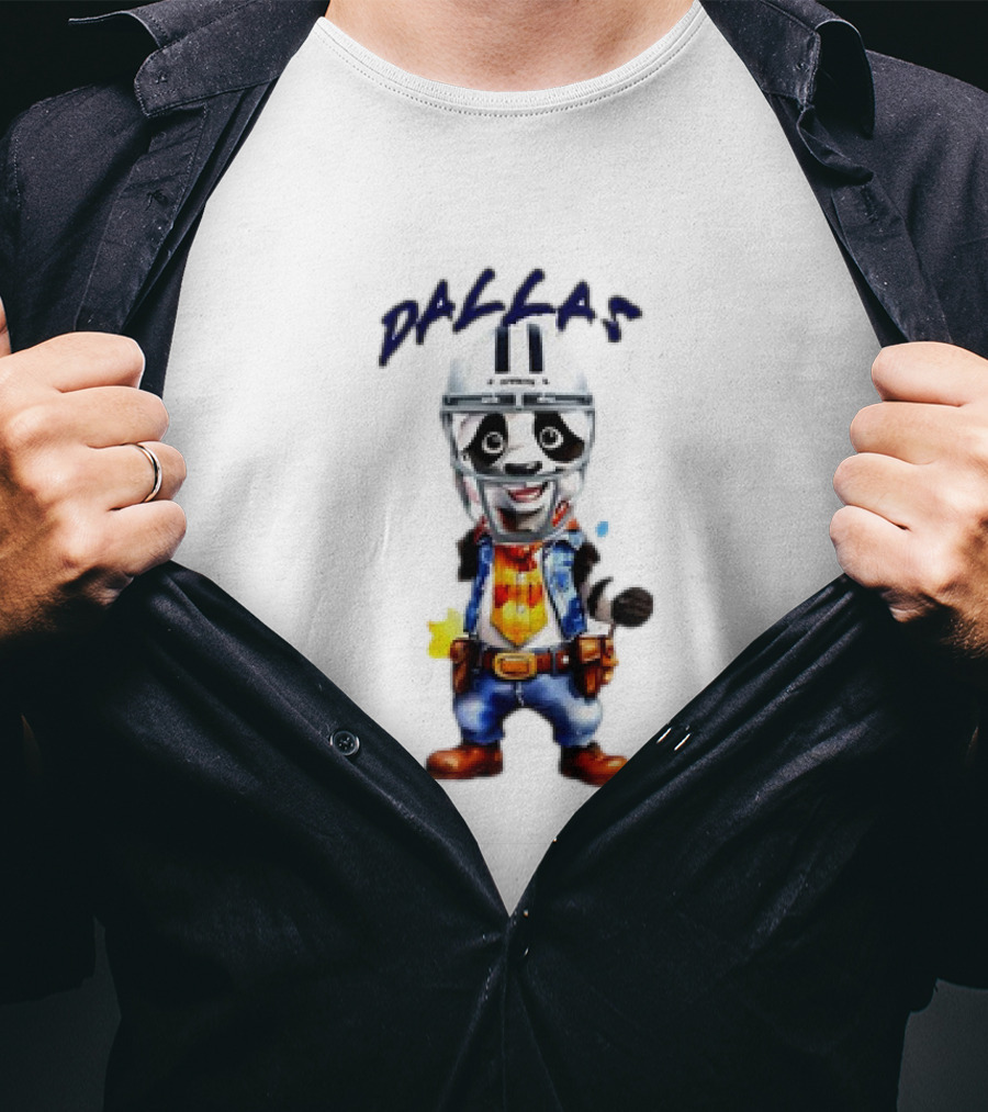 The Cowboys Live In Dallas Old West Football Dallas Football Helmet Cowboy Character T-Shirt