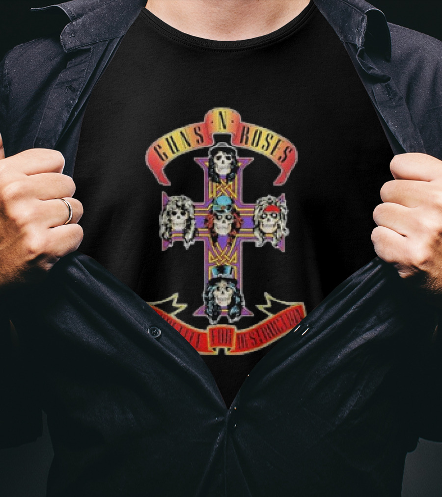 Guns N Roses Appetite For Destruction Cross Skulls T-Shirt