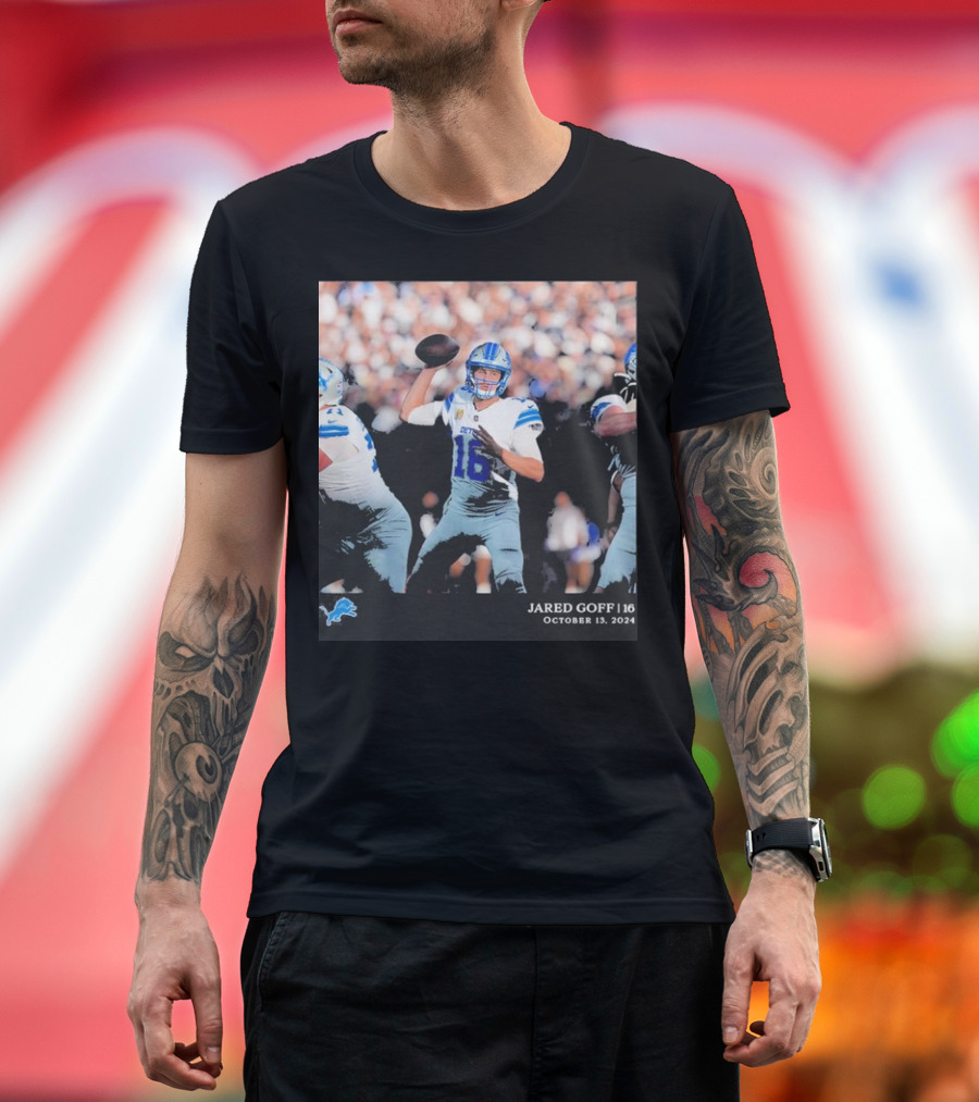 Jared Goff 16 Detroit Lions October 13 2024 NFL Football T-Shirt