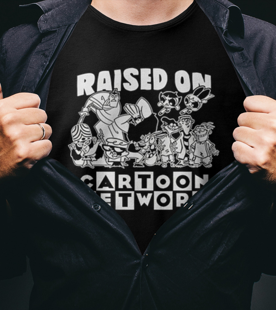 Raised On Cartoon Network Nostalgia Featuring Iconic Characters From Classic Shows T-Shirt