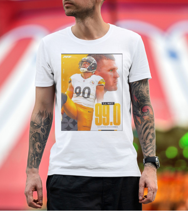 Premium T-Shirt: T.J. Watt 99.0 Run Defense Grade Week 6 Pittsburgh Steelers T-Shirt T.J. Watt 99.0 Run Defense Grade Week 6 Pittsburgh Steelers T-Shirt