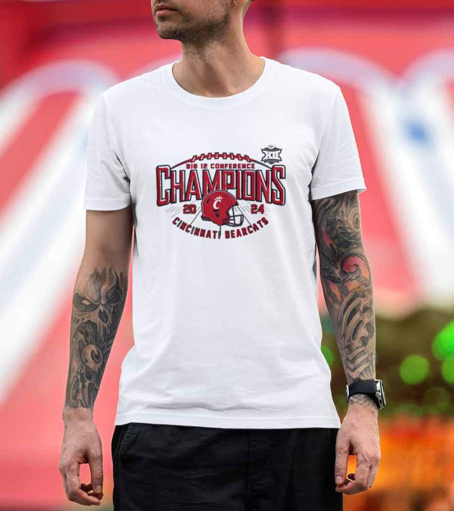 Big 12 Conference Champions 2024 Cincinnati Bearcats Football Helmet T-Shirt