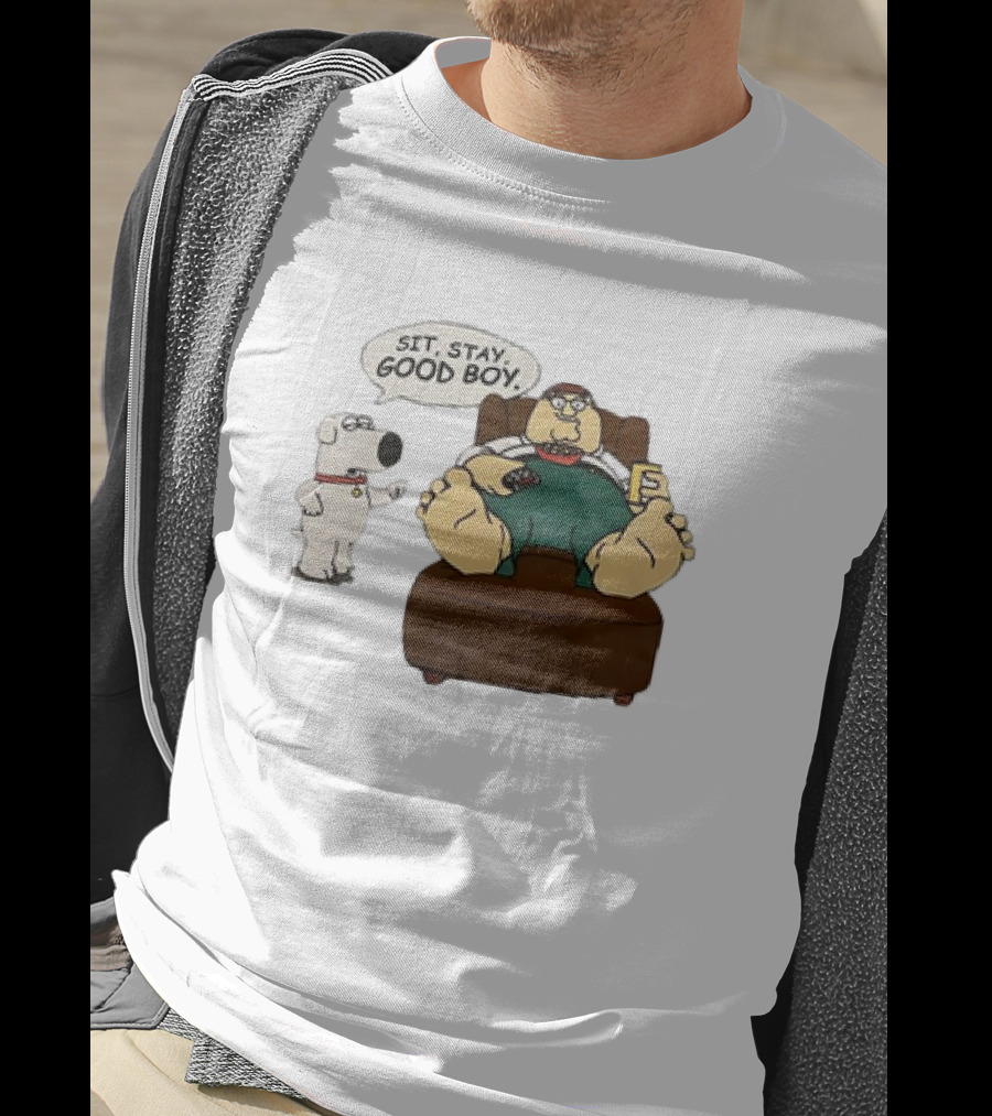 Family Guy Sit Stay Good Boy Brian And Peter Couch Scene T-Shirt