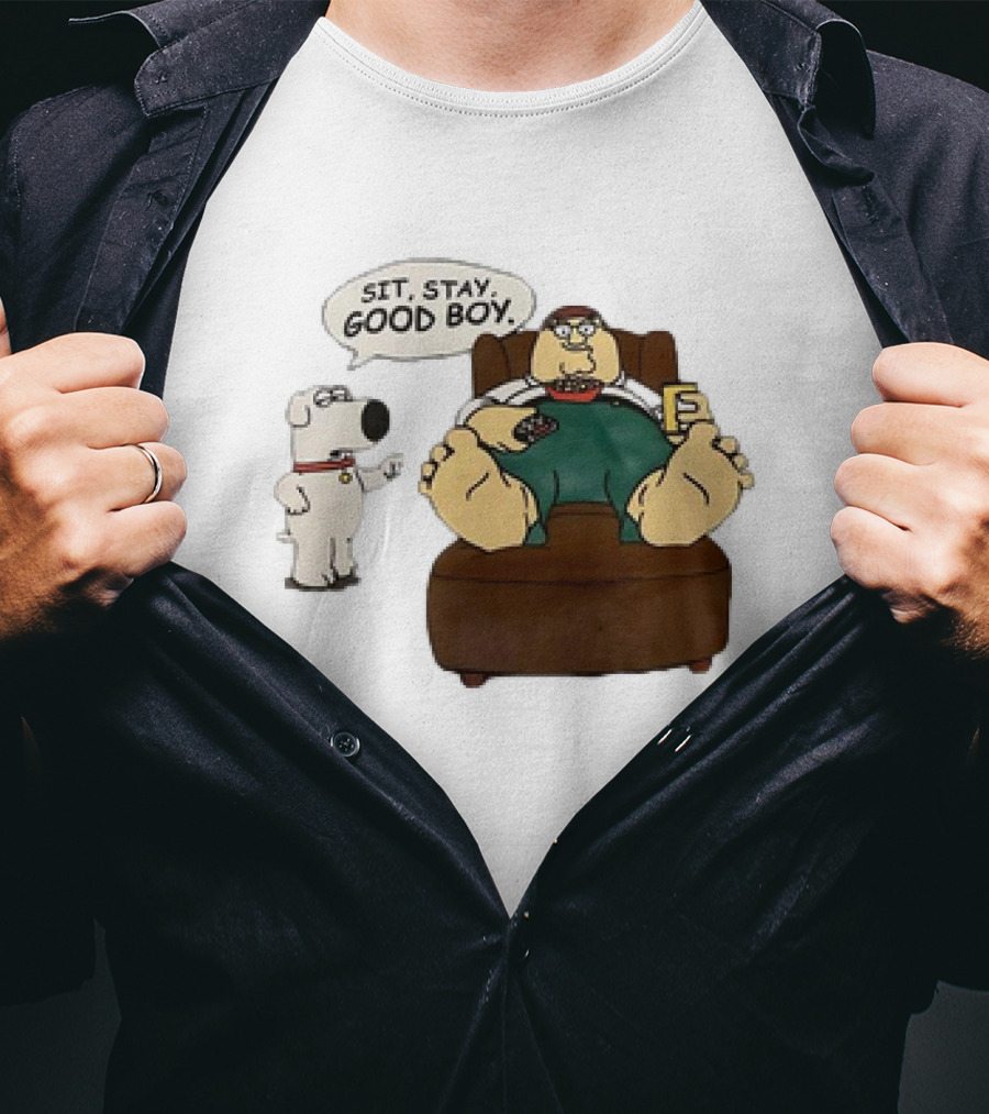 Family Guy Sit Stay Good Boy Brian And Peter Couch Scene T-Shirt