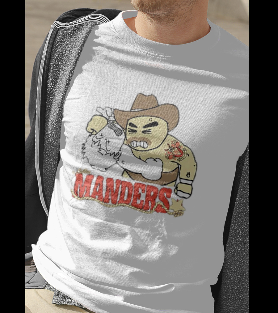 Manders Cartoon Cowboy Punching Drawing T-Shirt