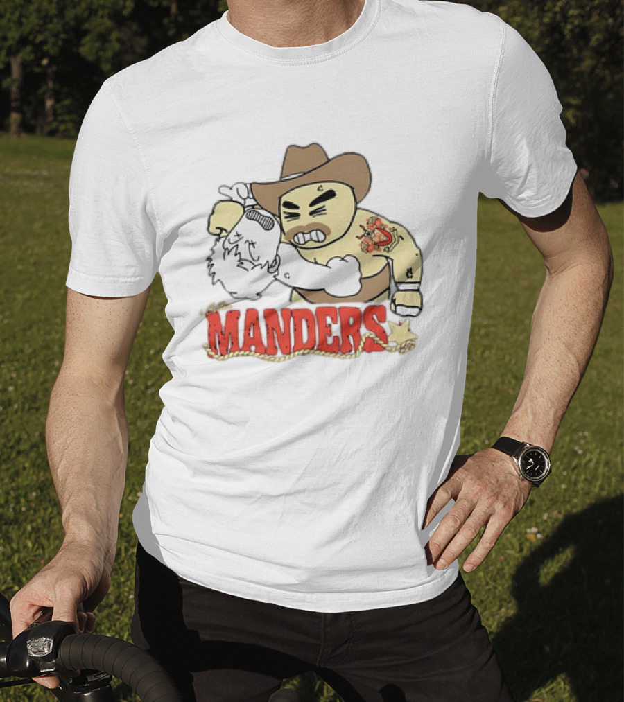 Manders Cartoon Cowboy Punching Drawing T-Shirt