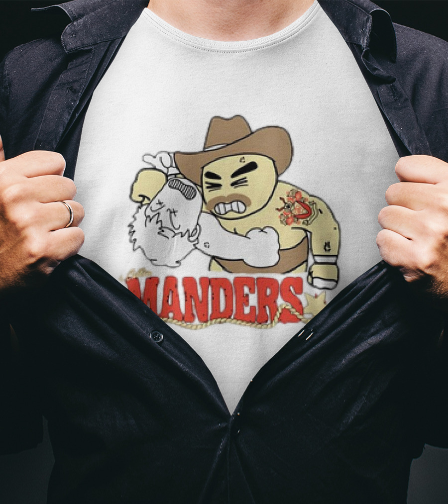 Manders Cartoon Cowboy Punching Drawing T-Shirt
