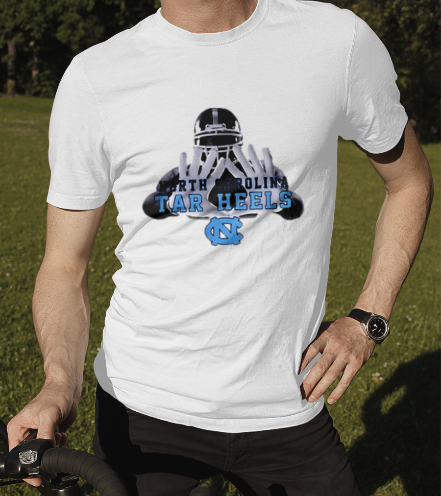 North Carolina Tar Heels Football Helmet Hands T-Shirt