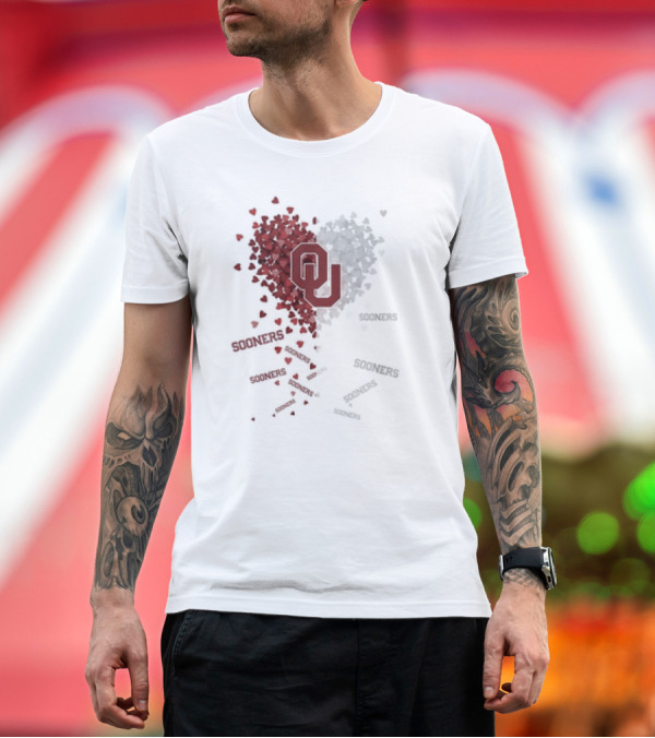 Premium T-Shirt: Oklahoma Sooners OU Logo Heart with Sooners Text T-Shirt Oklahoma Sooners OU Logo Heart with Sooners Text T-Shirt