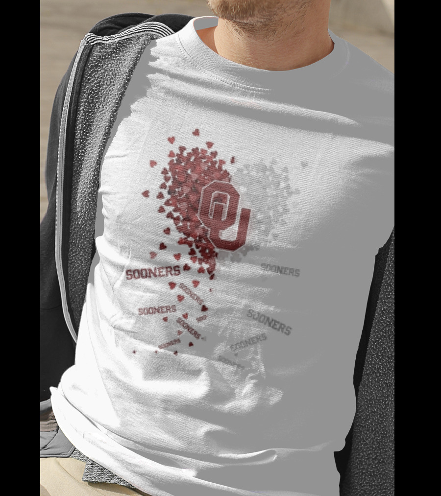 Oklahoma Sooners OU Logo Heart With Sooners Text T-Shirt