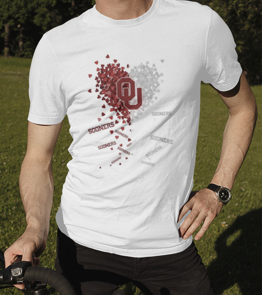 Oklahoma Sooners OU Logo Heart With Sooners Text T-Shirt