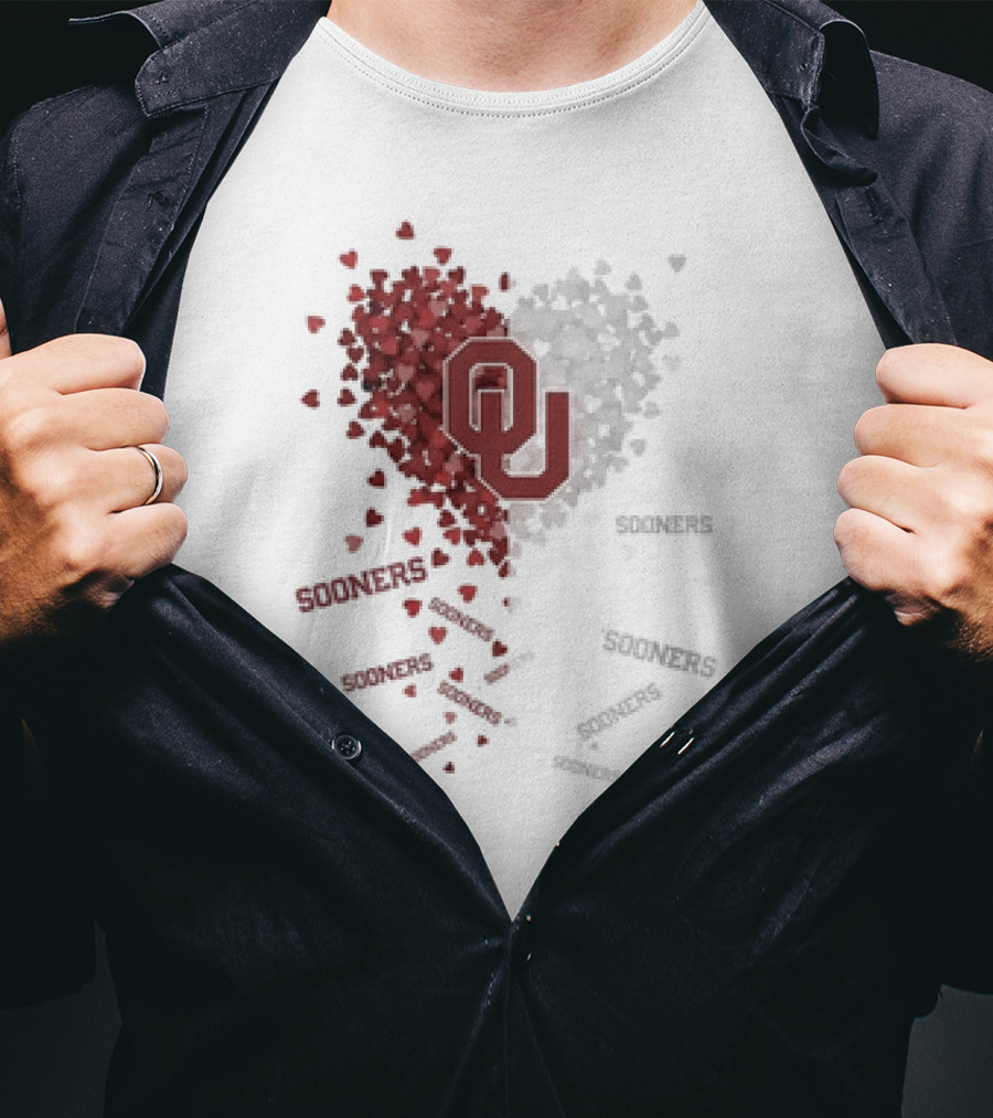 Oklahoma Sooners OU Logo Heart With Sooners Text T-Shirt