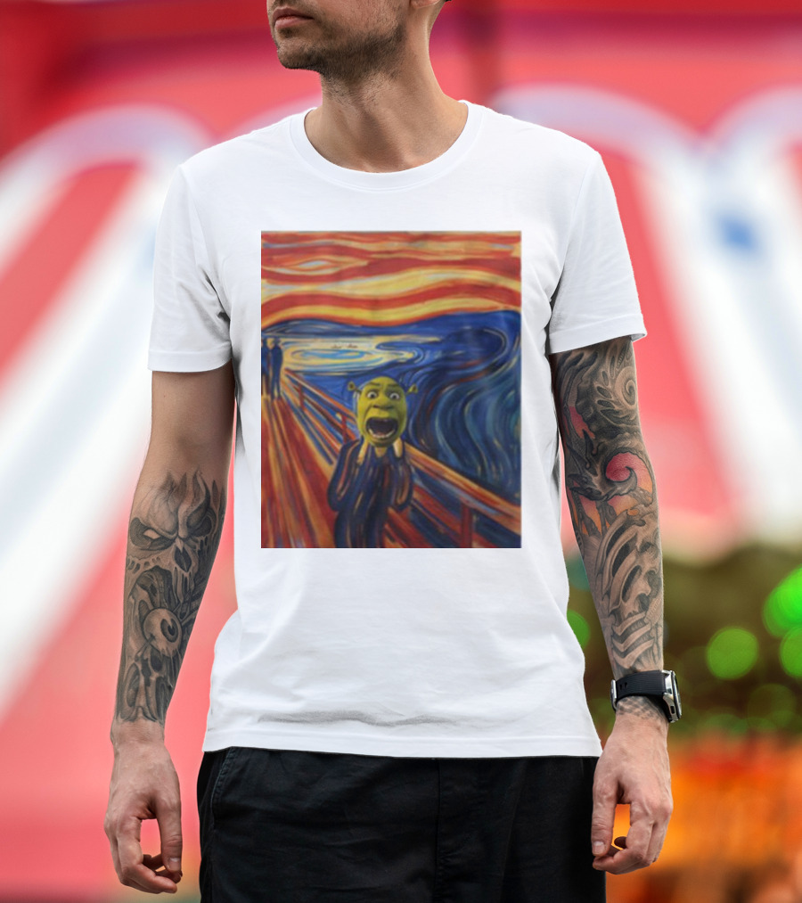 Shrek The Scream Edvard Munch Style Parody Painting T-Shirt