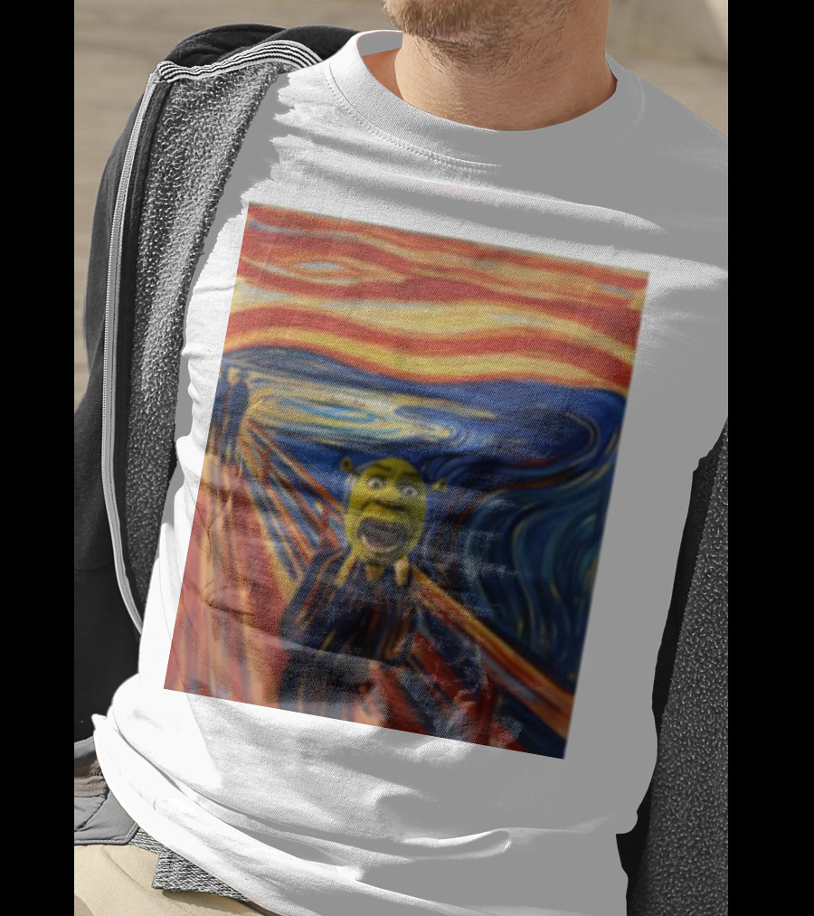 Shrek The Scream Edvard Munch Style Parody Painting T-Shirt