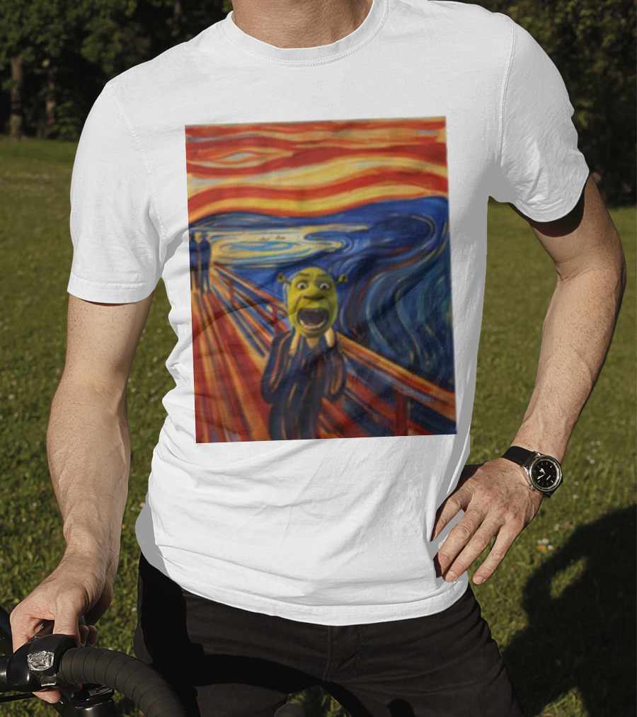 Shrek The Scream Edvard Munch Style Parody Painting T-Shirt