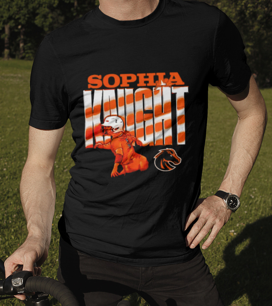 Boise State Broncos Sophia Knight Football Cartoon With Bronco T-Shirt