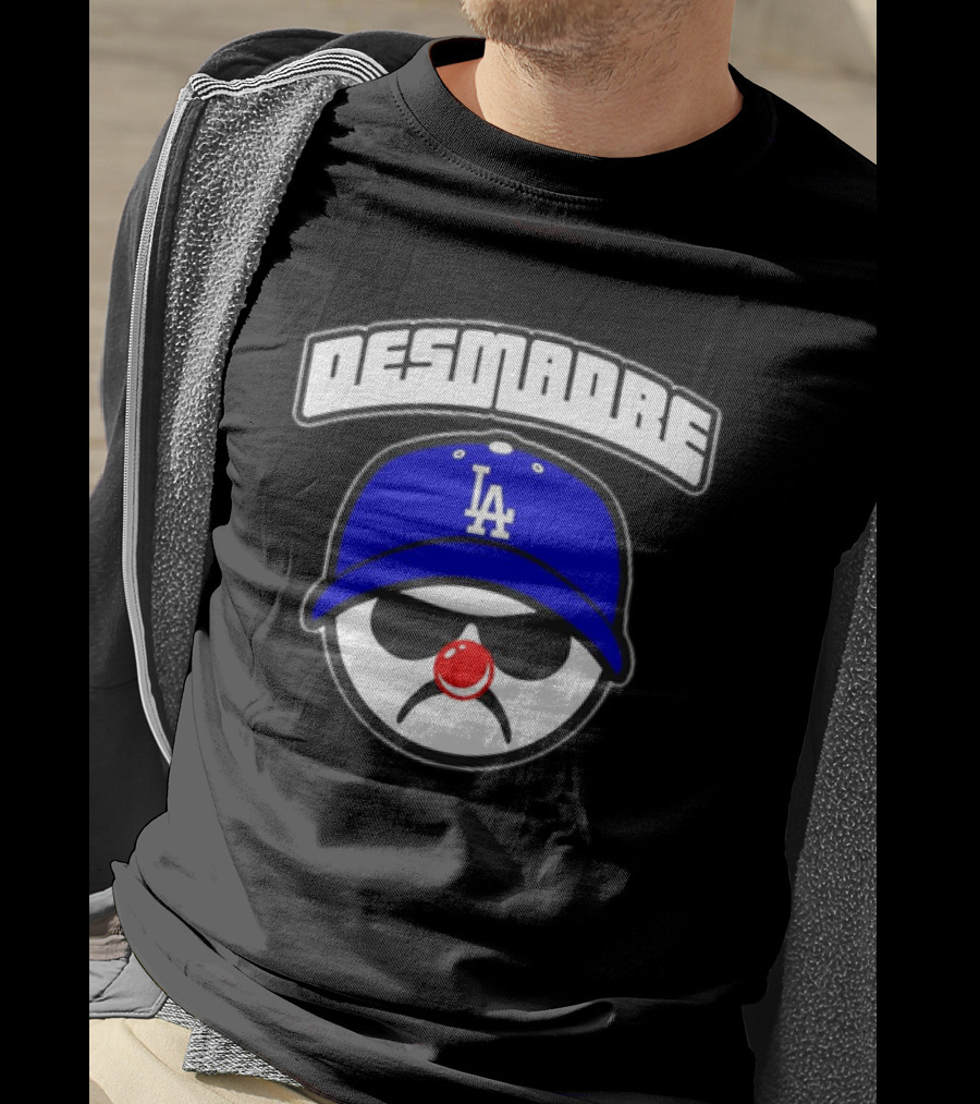 Desmadre LA Dodgers Blue Hat Clown Nose Face T-Shirt