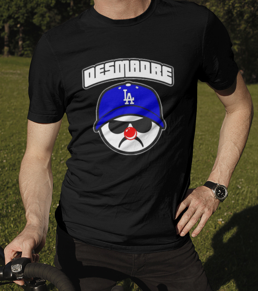 Desmadre LA Dodgers Blue Hat Clown Nose Face T-Shirt