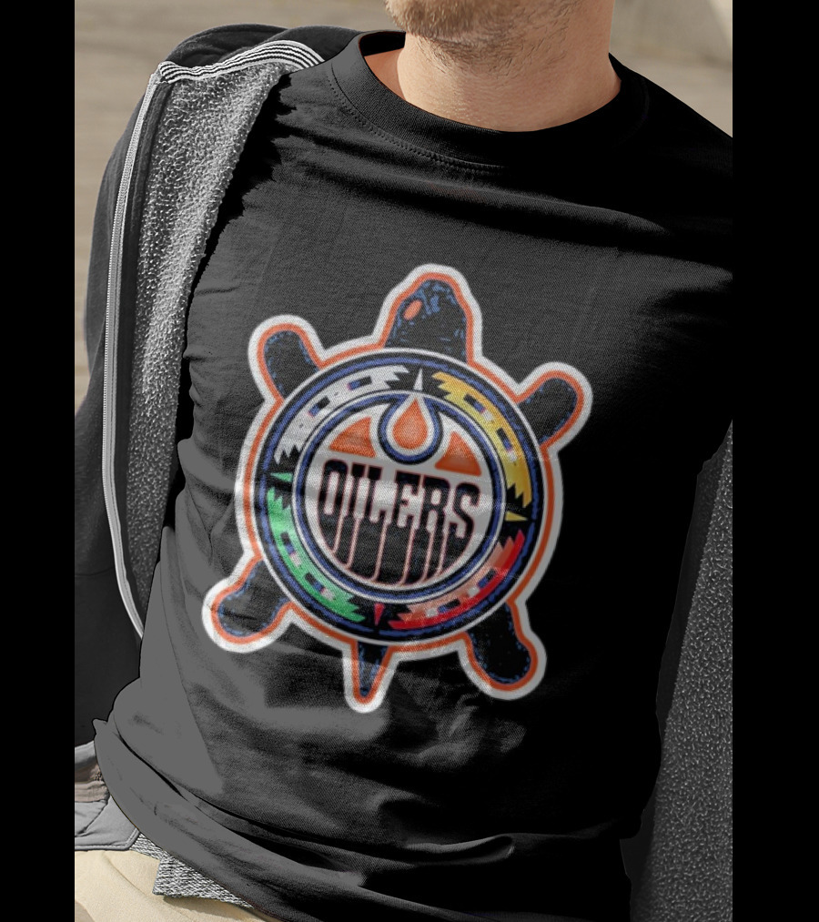 Edmonton Oilers Turtle Colorful Indigenous T-Shirt