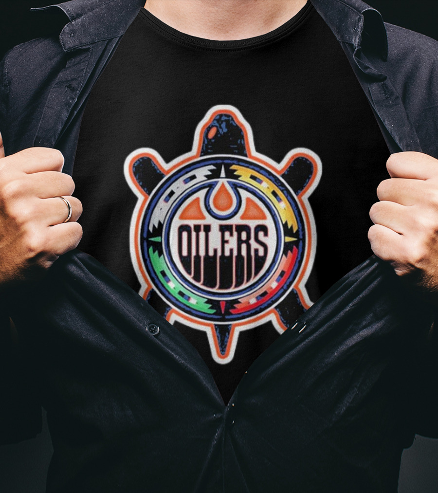 Edmonton Oilers Turtle Colorful Indigenous T-Shirt