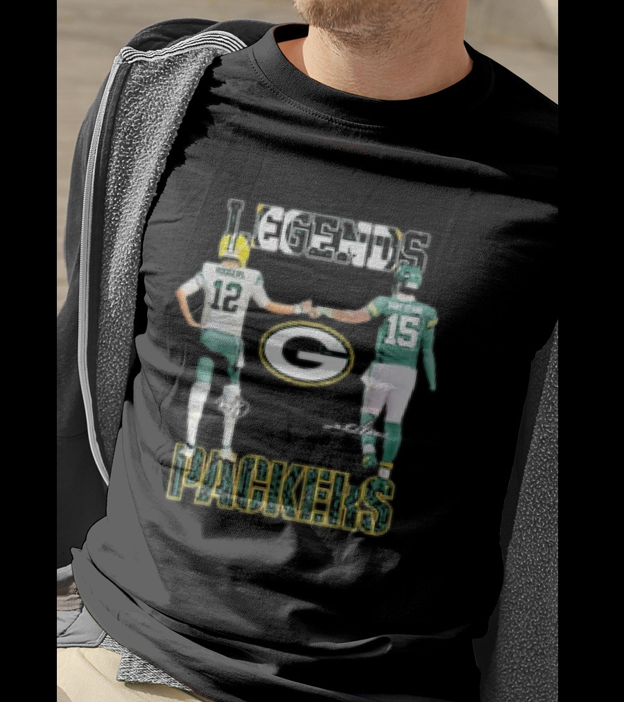 Legends Green Bay Packers Aaron Rodgers Bart Starr Signature T-Shirt