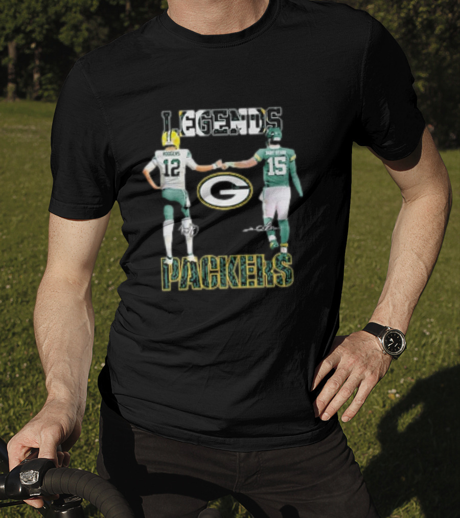 Legends Green Bay Packers Aaron Rodgers Bart Starr Signature T-Shirt