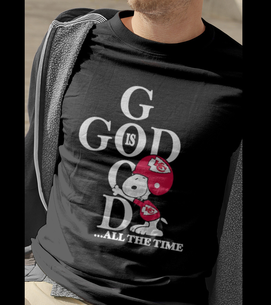 Kansas City Chiefs Snoopy God Is Good All The Time Football Fan Iconic Character Team Spirit T-Shirt