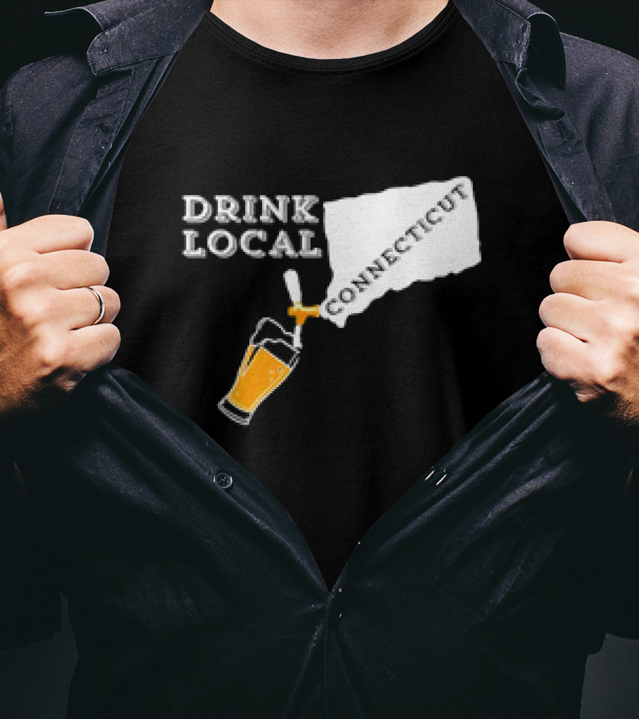 Drink Local Connecticut Map Craft Beer T-Shirt