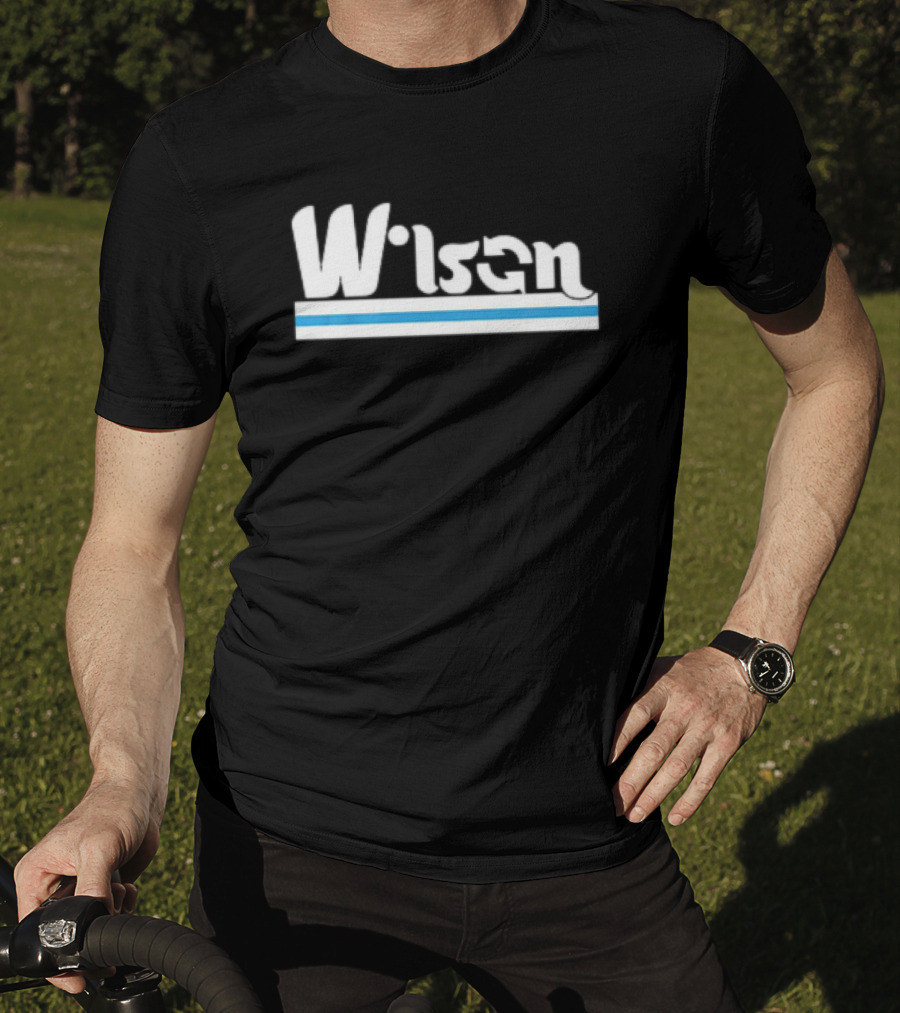 Wilson Retro Logo Style With Blue And White Stripe T-Shirt