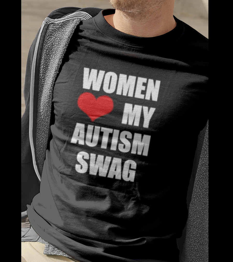 Women Love My Autism Swag Red Heart T-Shirt