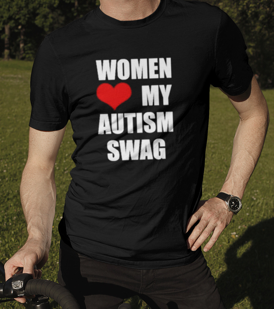 Women Love My Autism Swag Red Heart T-Shirt