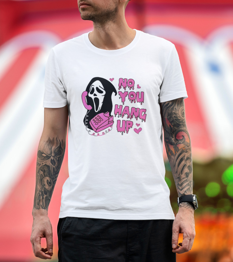 Ghost Face No You Hang Up Pink Phone Scream Hearts T-Shirt