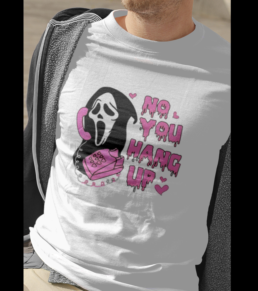 Ghost Face No You Hang Up Pink Phone Scream Hearts T-Shirt