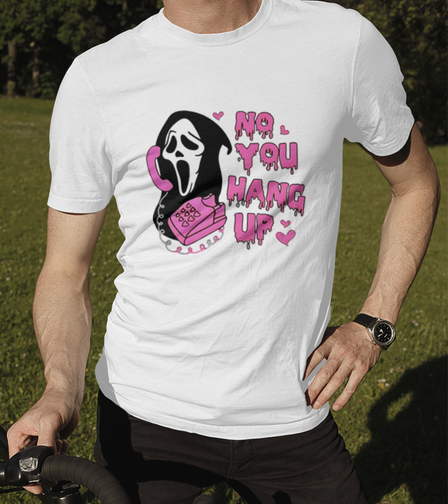 Ghost Face No You Hang Up Pink Phone Scream Hearts T-Shirt