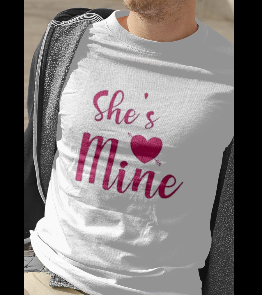 Valentine's Day She's Mine Heart With Arrow T-Shirt