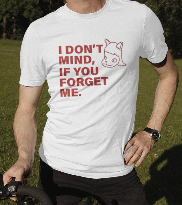 Yoshitomo Nara I Don’t Mind If You Forget Me Red Text With Character Drawing T-Shirt