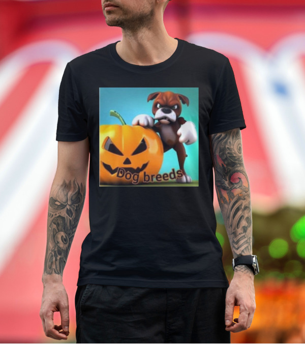 Premium T-Shirt: Dog Breeds Halloween Little Boxer Pumpkin T-Shirt Dog Breeds Halloween Little Boxer Pumpkin T-Shirt