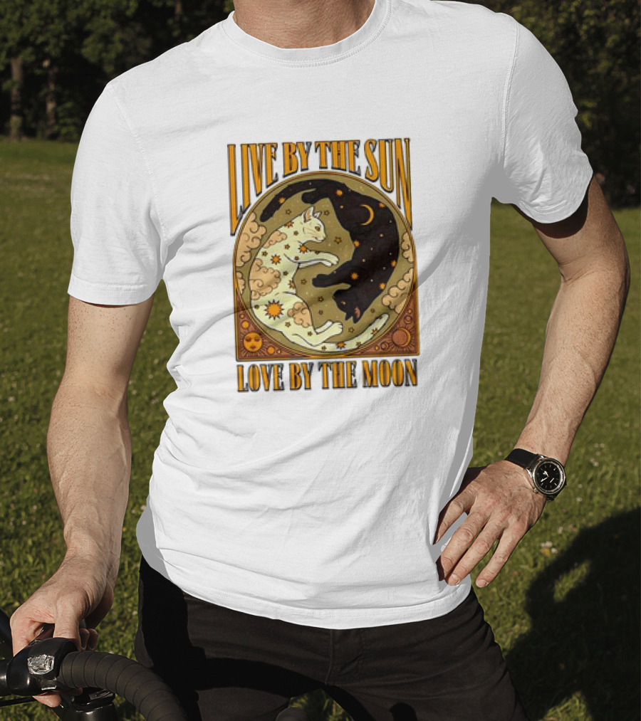 Live By The Sun Love By The Moon Retro Cats T-Shirt