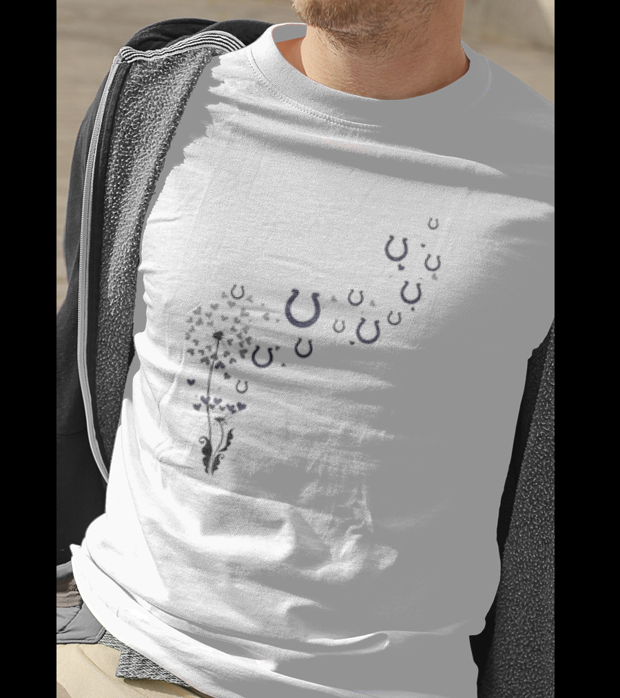 Indianapolis Colts Floral Dandelion Horseshoe T-Shirt