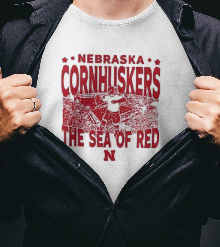 Nebraska Cornhuskers The Sea Of Red Stadium Scene T-Shirt