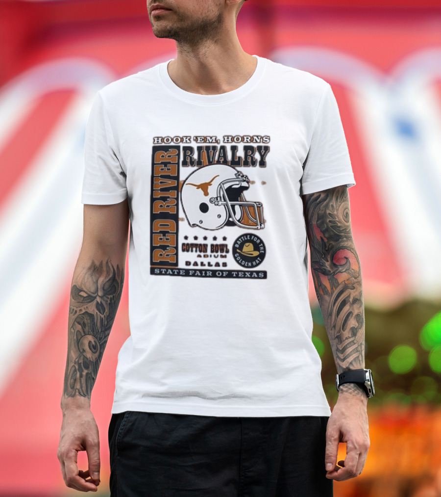 Hook Em Horns Red River Rivalry Cotton Bowl Dallas State Fair of Texas Battle for the Golden Hat T-Shirt