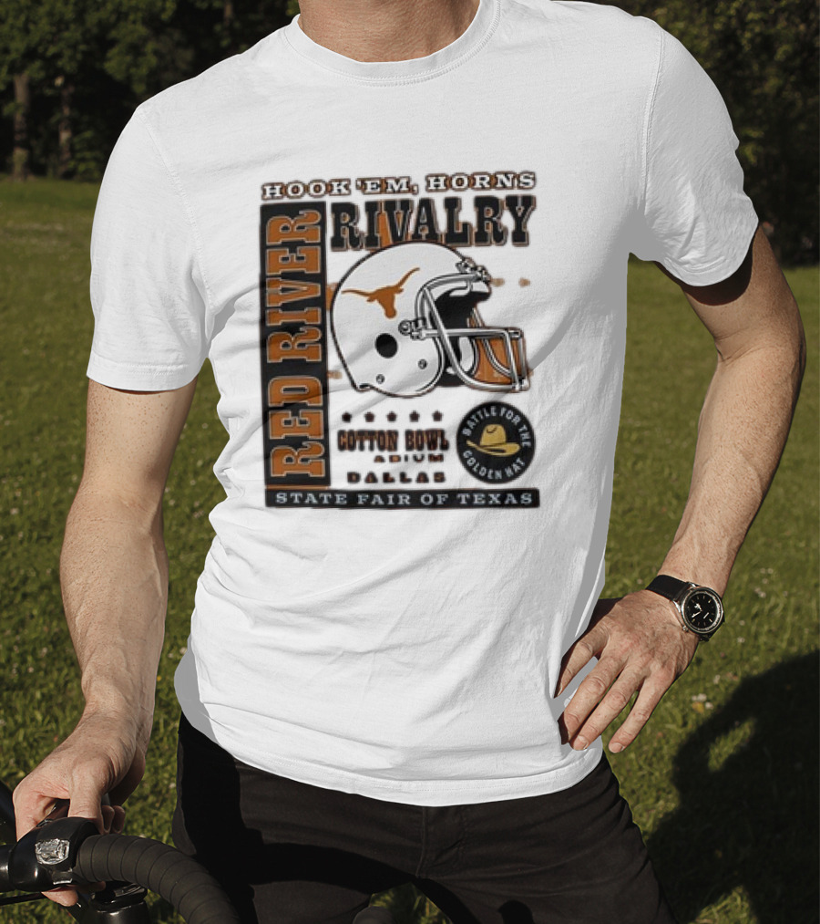 Hook Em Horns Red River Rivalry Cotton Bowl Dallas State Fair Of Texas Battle For The Golden Hat T-Shirt