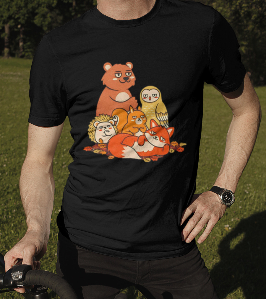 Animals X The Breakfast Club Autumn Edition With Hedgehog, Bear, Owl, Fox, Squirrel T-Shirt