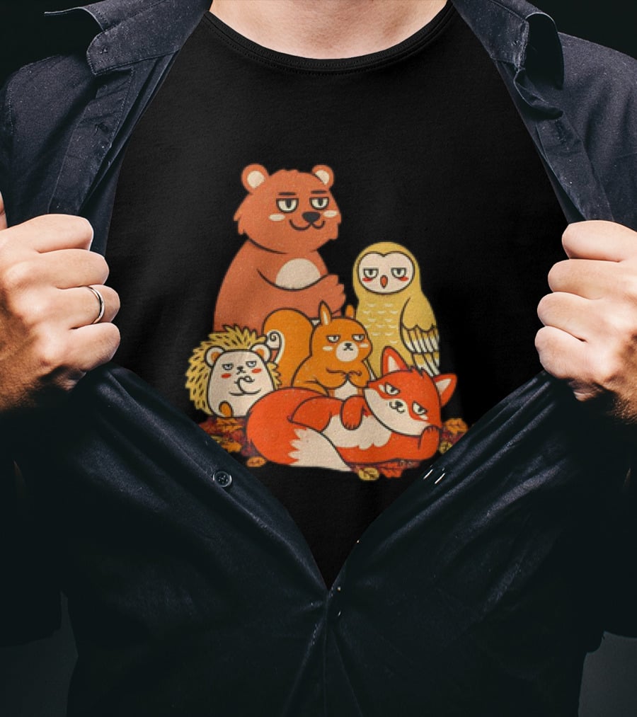 Animals X The Breakfast Club Autumn Edition With Hedgehog, Bear, Owl, Fox, Squirrel T-Shirt
