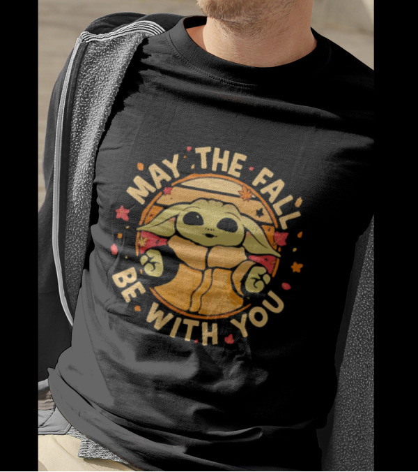 Grogu Autumn May The Fall Be With You Leaves Star Wars Mandalorian Baby Yoda T-Shirt