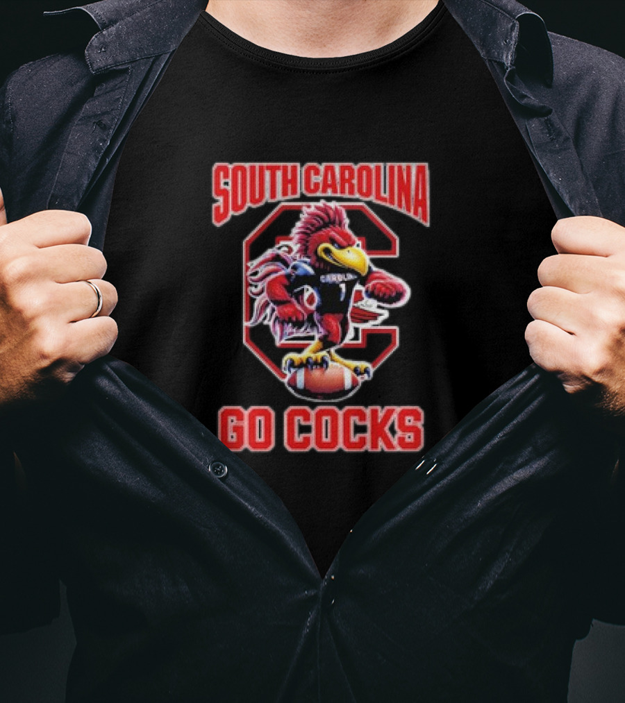 South Carolina Gamecocks Go Cocks Mascot Football T-Shirt